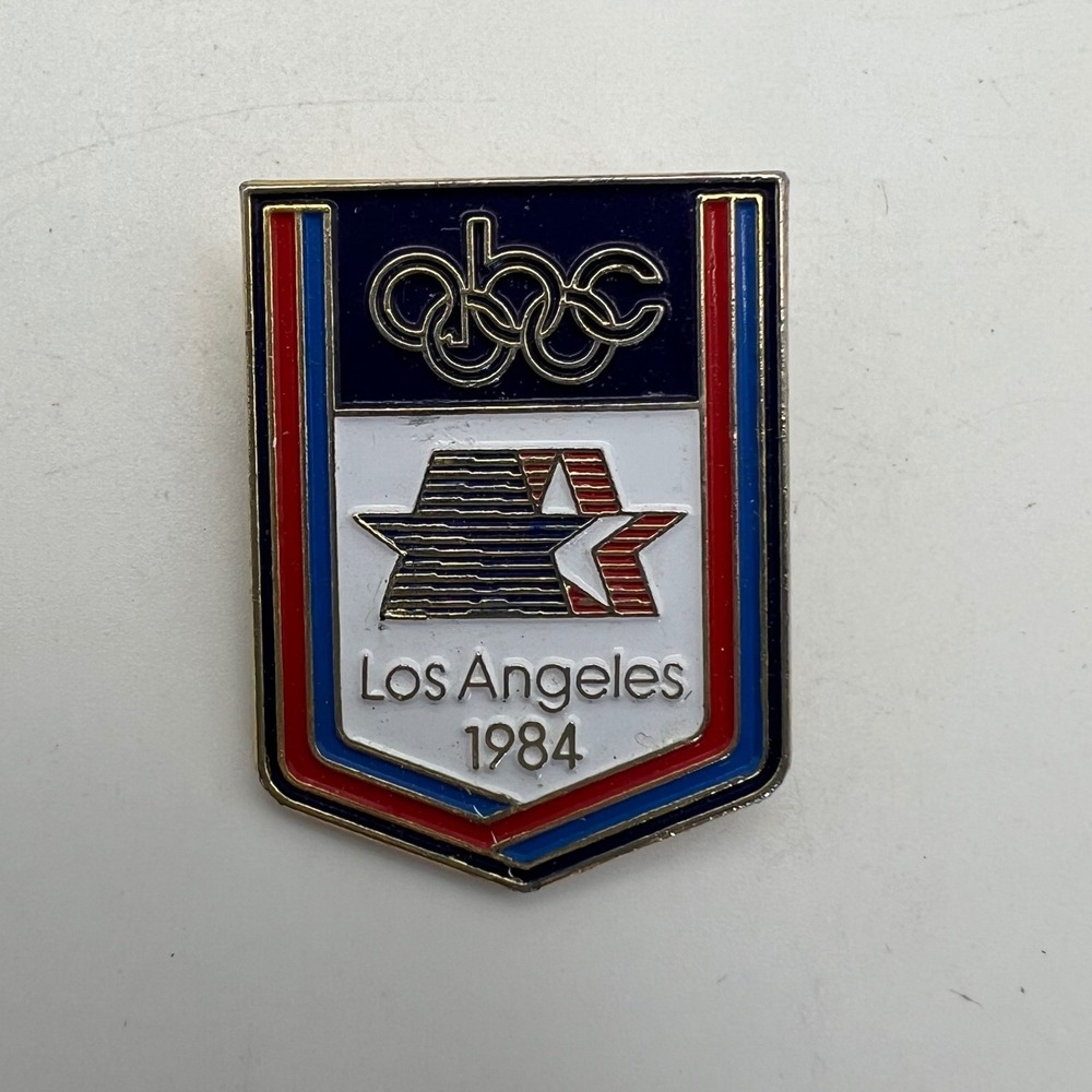 ABC Los Angeles 1984 Olympics enamel pin vtg
